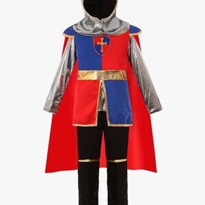 New Sz 8 Knight Costume for Kids - Red, Blue, Silver